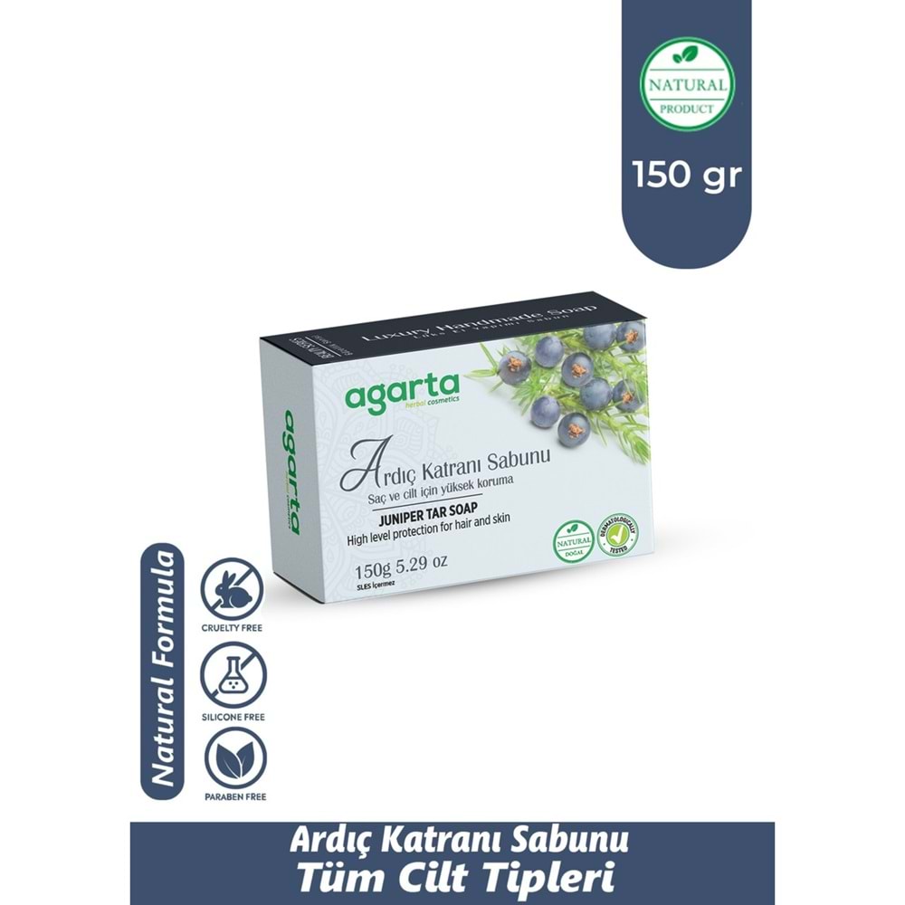 Agarta El Yapımı Doğal Sabun 150GR Ardıç Katranı (3 Lü Set)