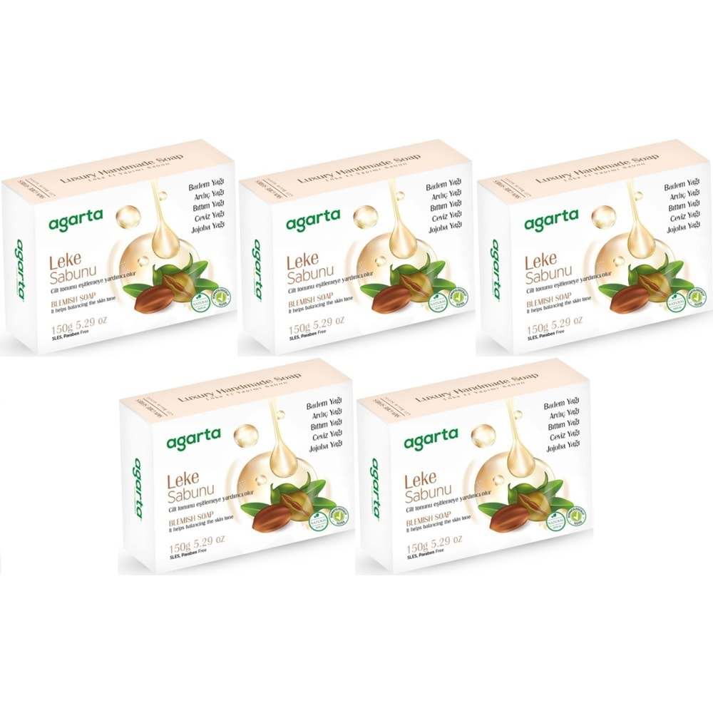 Agarta El Yapımı Doğal Sabun 150GR Leke (5 Li Set)