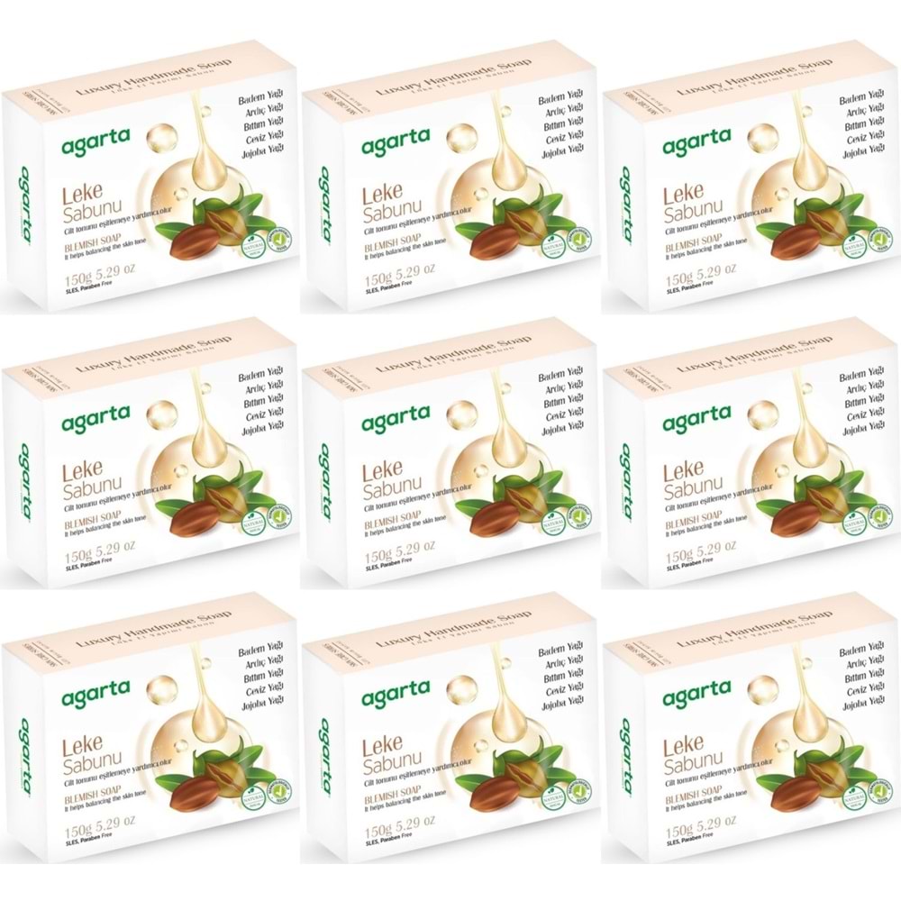 Agarta El Yapımı Doğal Sabun 150GR Leke (9 Lu Set)