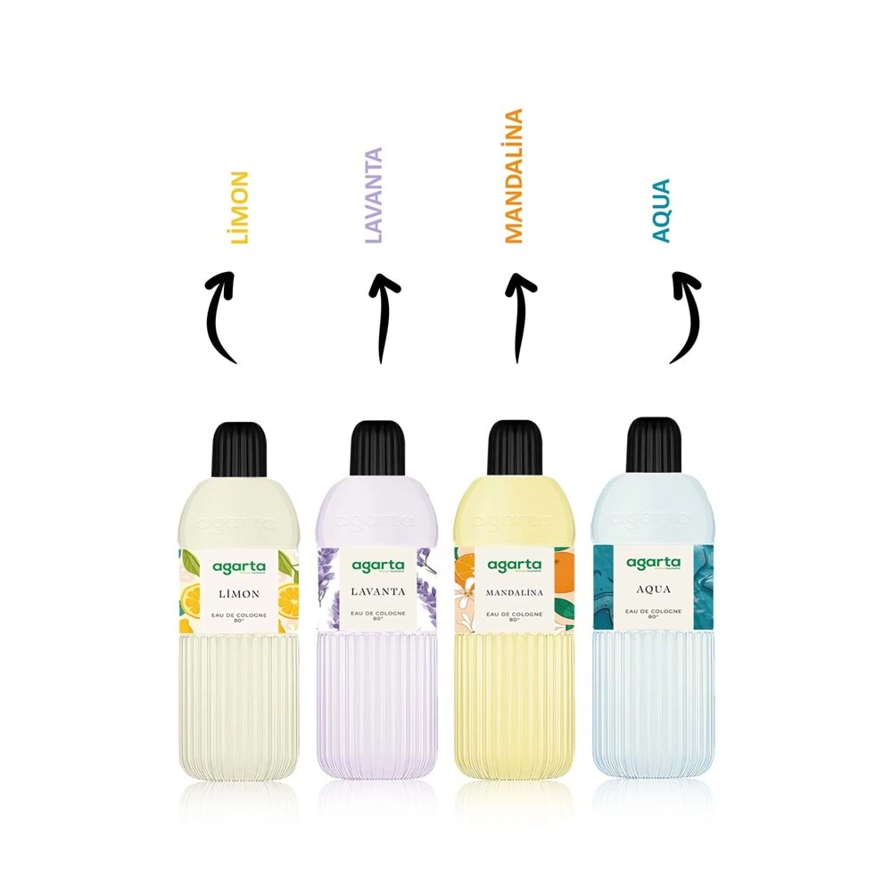 Agarta Kolonya 400 ML Aqua 80 Derece Pet Şişe (3 Lü Set)