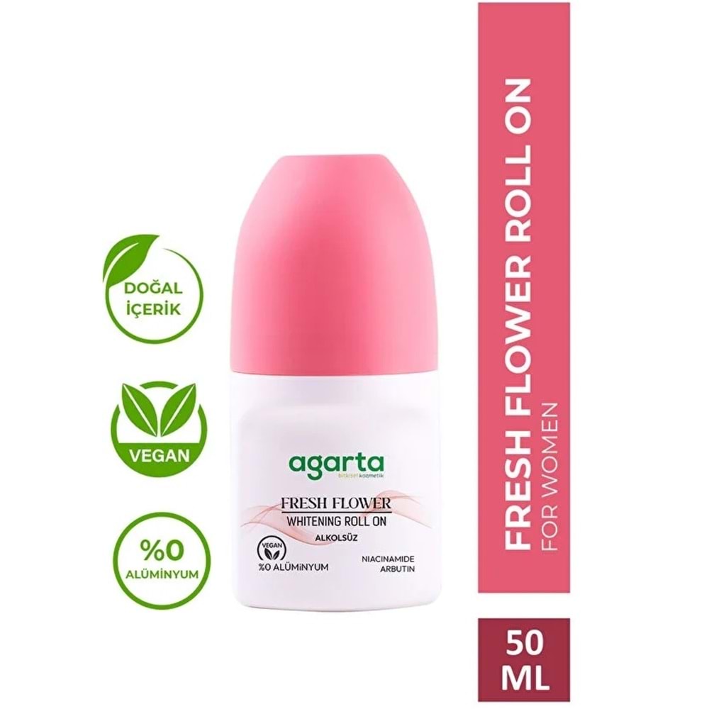 Agarta Roll-On Kadın 50 ML Fresh Flower Sensatıon (24 Saat Etkili Ter Kokusu Önleyici) (4 Lü Set)