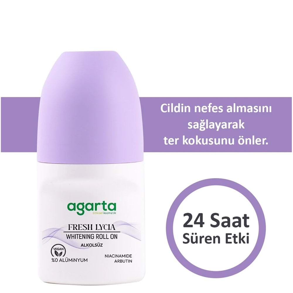 Agarta Roll-On Kadın 50 ML Fresh Lycıa Sensatıon (24 Saat Etkili Ter Kokusu Önleyici) (4 Lü Set)