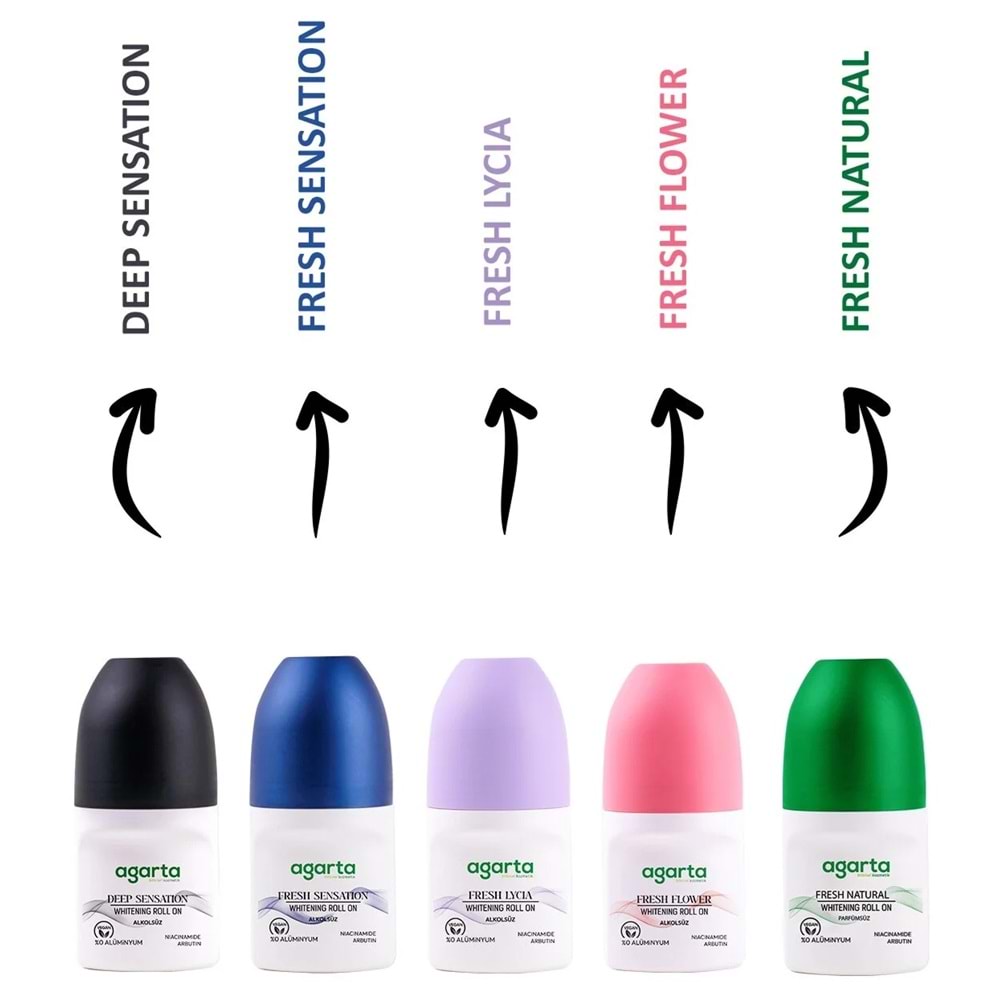 Agarta Roll-On Erkek 50 ML Fresh Sensatıon (24 Saat Etkili Ter Kokusu Önleyici) (4 Lü Set)
