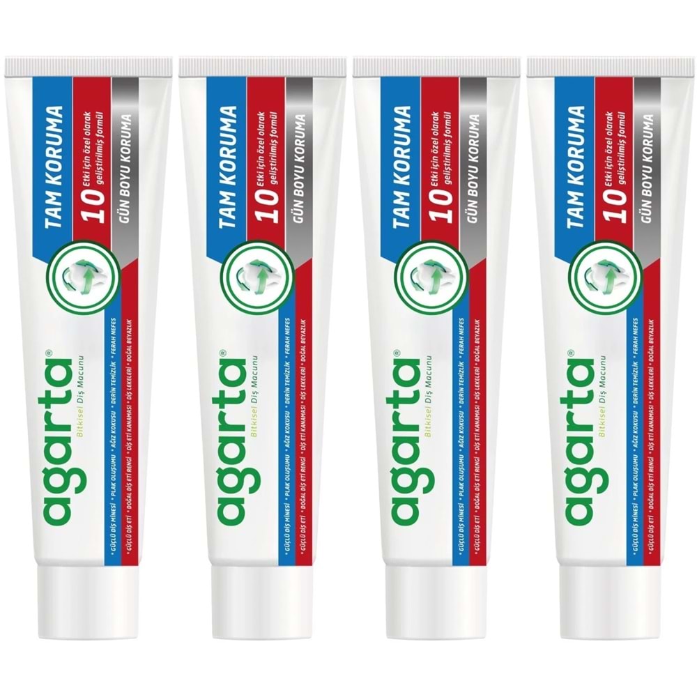 Agarta Doğal Tam koruma Diş Macunu 75 ML Gün Boyu Koruma (4 Lü Set)