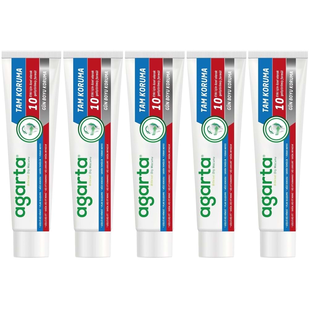 Agarta Doğal Tam koruma Diş Macunu 75 ML Gün Boyu Koruma (5 Li Set)