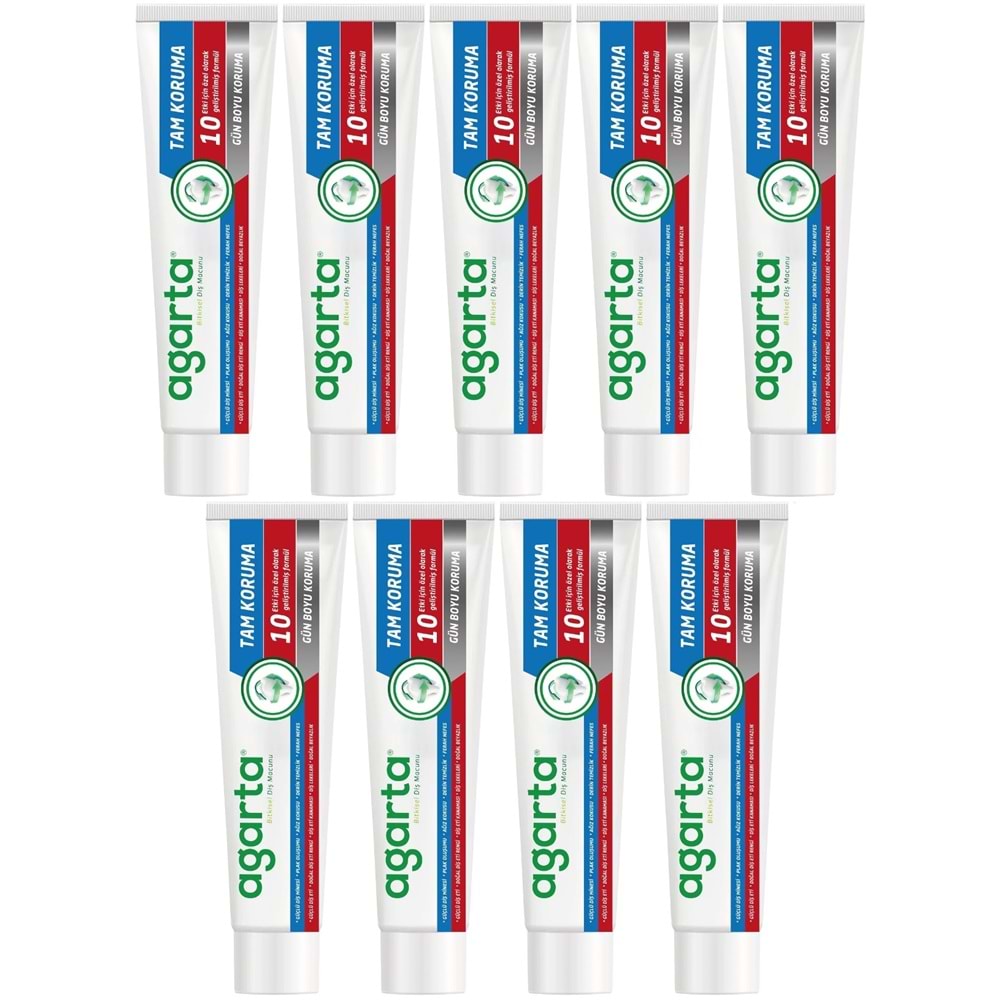 Agarta Doğal Tam koruma Diş Macunu 75 ML Gün Boyu Koruma (9 Lu Set)