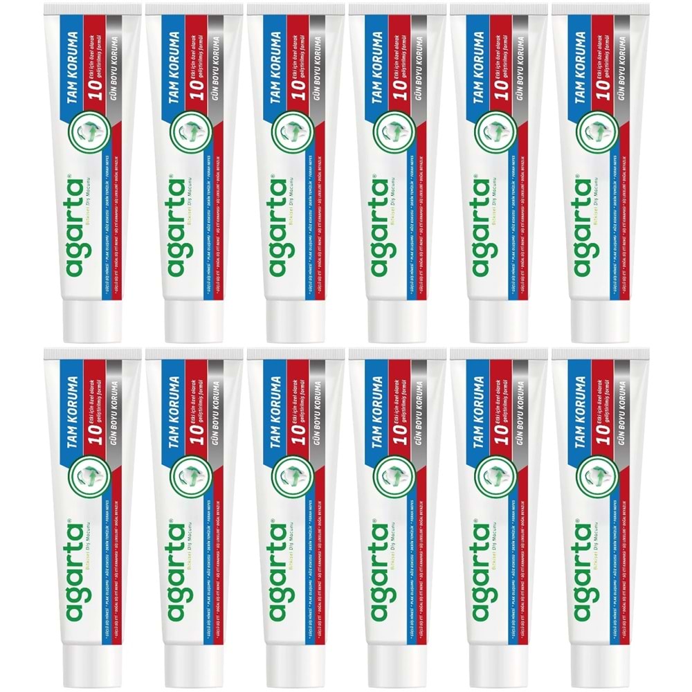Agarta Doğal Tam koruma Diş Macunu 75 ML Gün Boyu Koruma (12 Li Set)