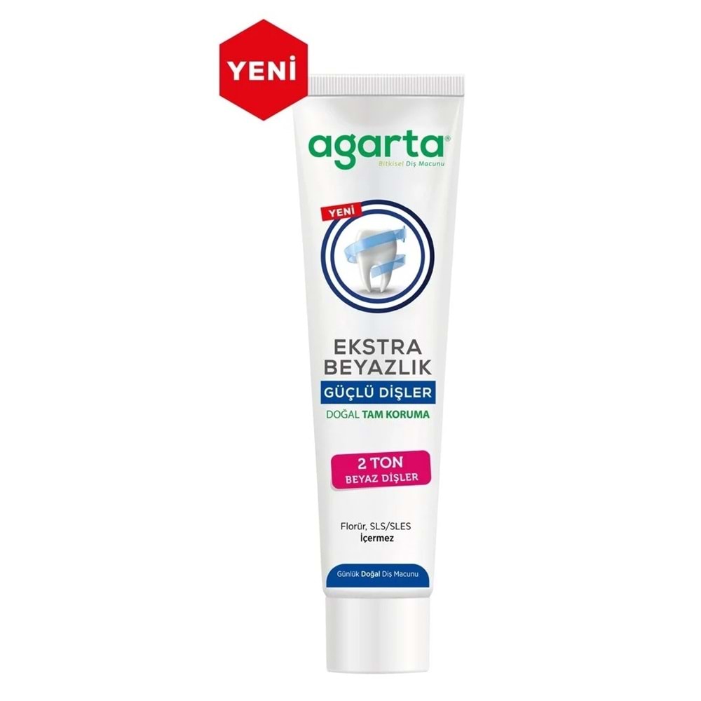 Agarta Doğal Tam koruma Diş Macunu 75 ML Ekstra Beyazlık Güçlü Dişler (Leke Önleyici) (4 Lü Set)