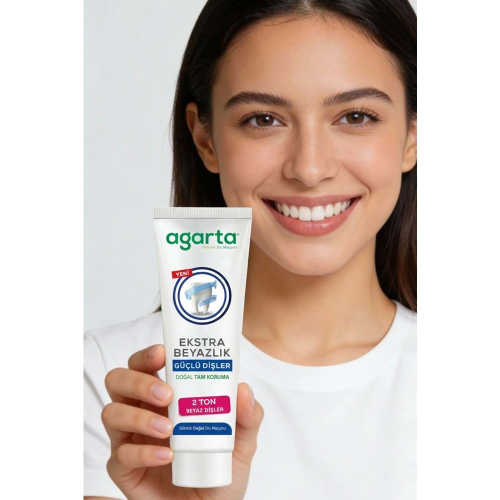 Agarta Doğal Tam koruma Diş Macunu 75 ML Ekstra Beyazlık Güçlü Dişler (Leke Önleyici) (6 Lı Set)