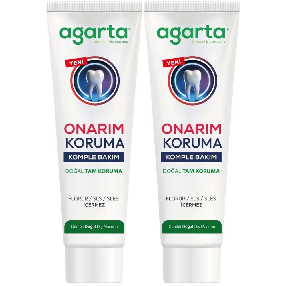 Agarta Doğal Tam koruma Diş Macunu 90 ML Onarım & Koruma (2 Li Set)