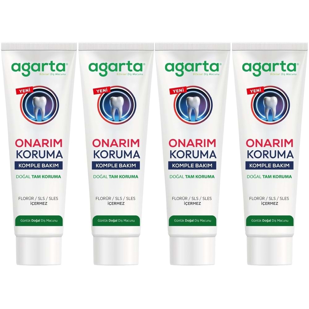 Agarta Doğal Tam koruma Diş Macunu 90 ML Onarım & Koruma (4 Lü Set)