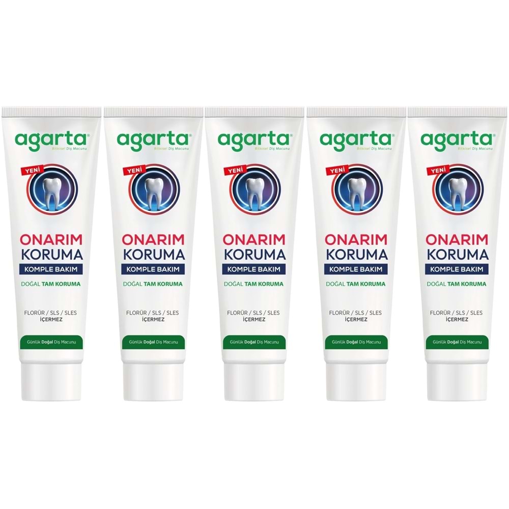 Agarta Doğal Tam koruma Diş Macunu 90 ML Onarım & Koruma (5 Li Set)