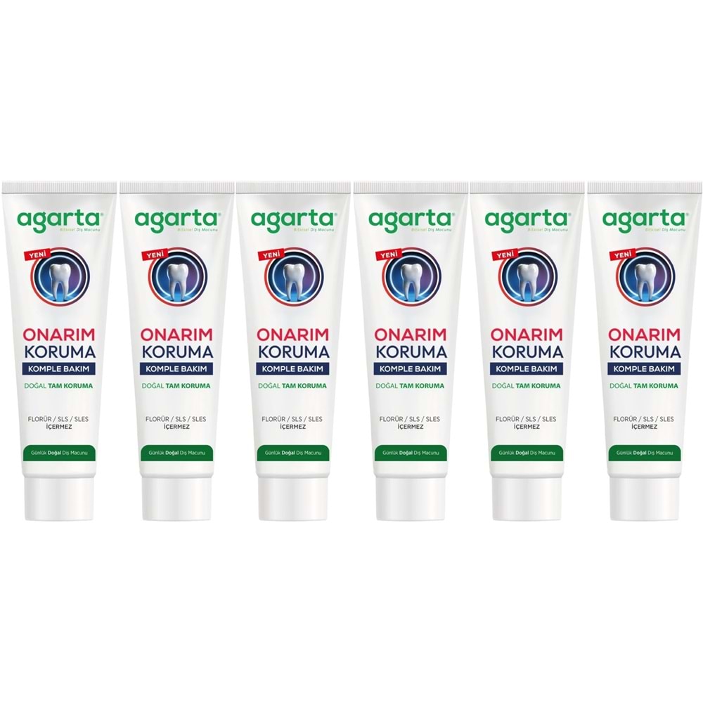 Agarta Doğal Tam koruma Diş Macunu 90 ML Onarım & Koruma (6 Lı Set)