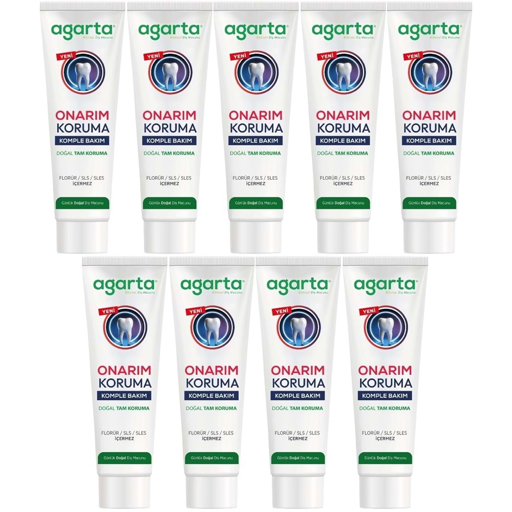 Agarta Doğal Tam koruma Diş Macunu 90 ML Onarım & Koruma (9 Lu Set)