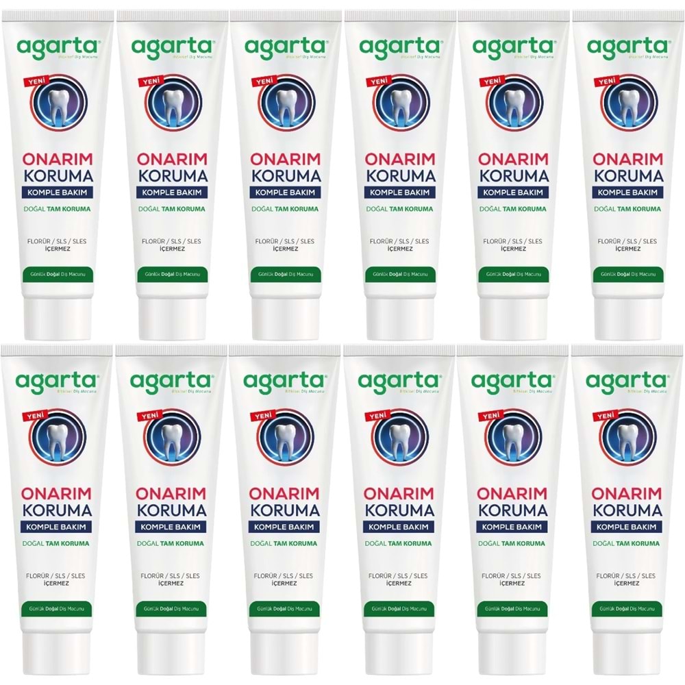 Agarta Doğal Tam koruma Diş Macunu 90 ML Onarım & Koruma (12 Li Set)