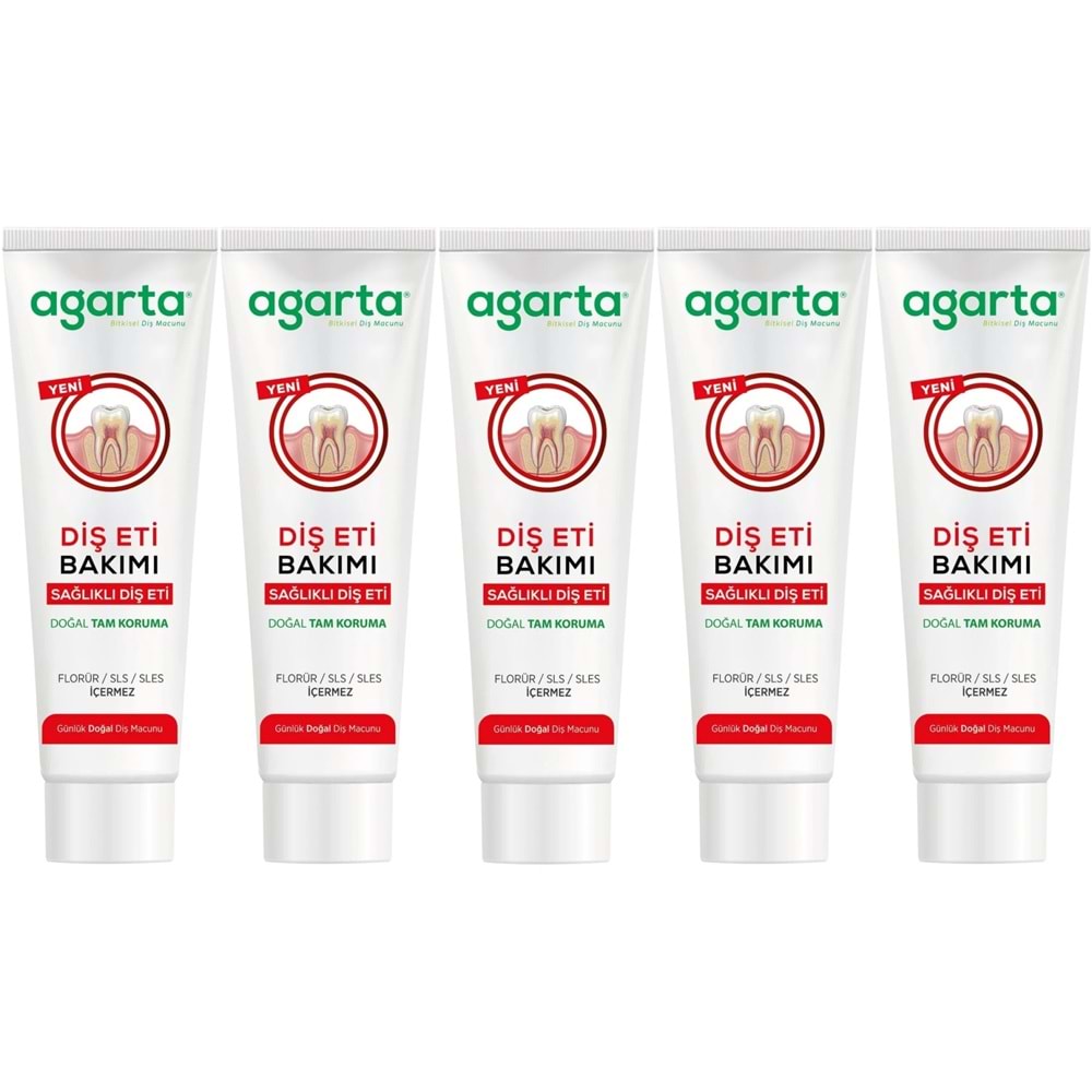 Agarta Doğal Tam koruma Diş Macunu 90 ML Diş Eti Bakımı & Plak Karşıtı (5 Li Set)