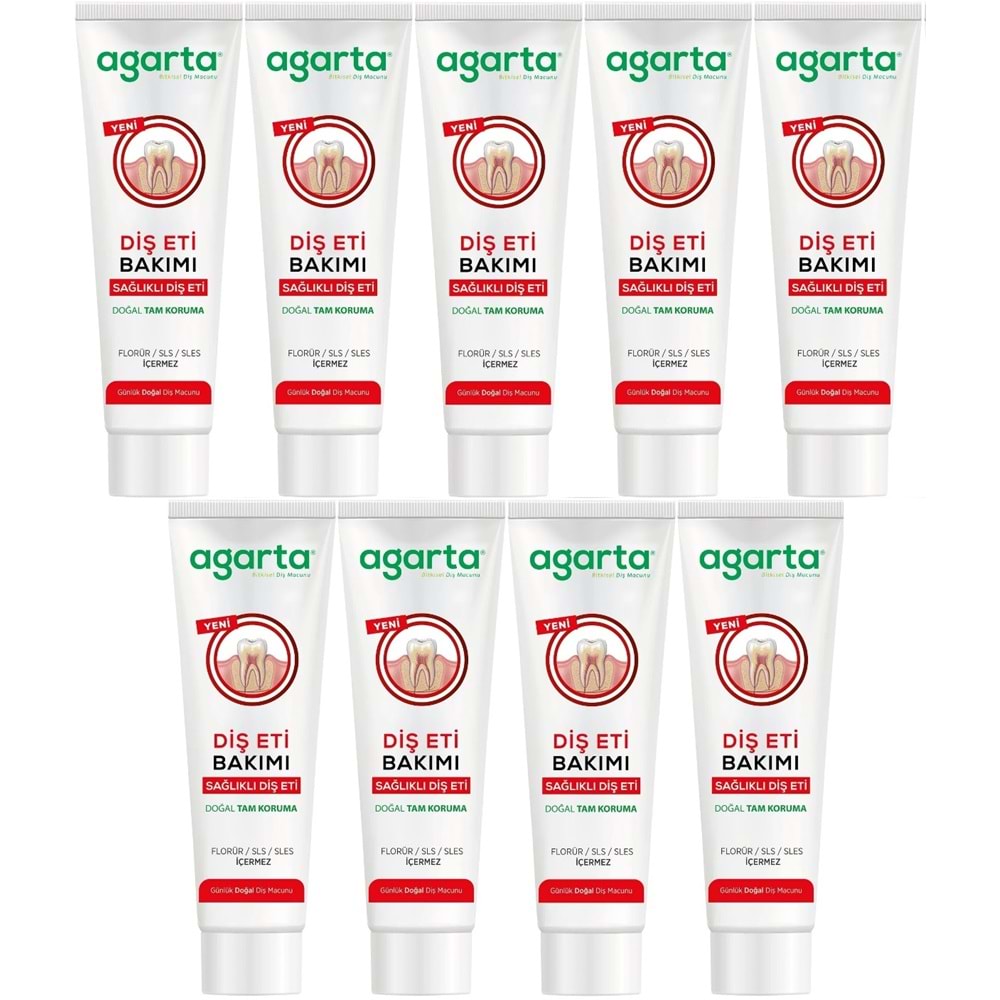 Agarta Doğal Tam koruma Diş Macunu 90 ML Diş Eti Bakımı & Plak Karşıtı (9 Lu Set)