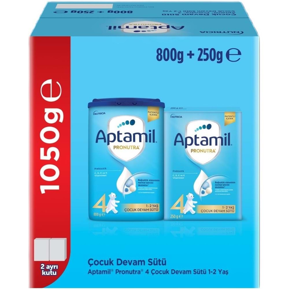 Nutrıcıa Aptamil Pronutra 1050GR (800+250GR) Devam Sütü No:4 (1 Yaş ve Üzeri) Avantaj Pk (4 Lü Set)
