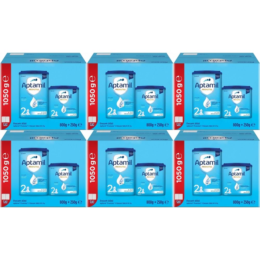 Nutrıcıa Aptamil Pronutra 1050GR (800+250GR) Devam Sütü No:2 (6-9 Ay) Avantaj Pk (6 Lı Set)