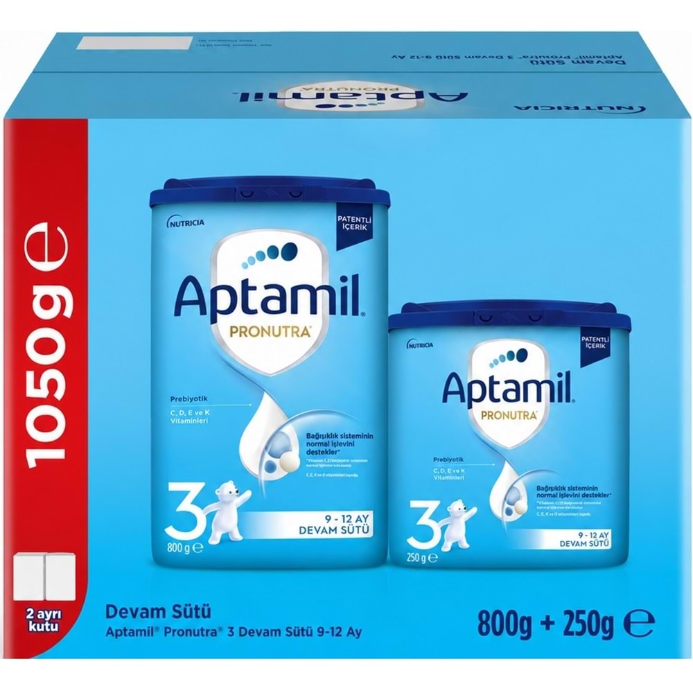 Nutrıcıa Aptamil Pronutra 1050GR (800+250GR) Devam Sütü No:3 (9-12 Ay) Avantaj Pk (4 Lü Set)