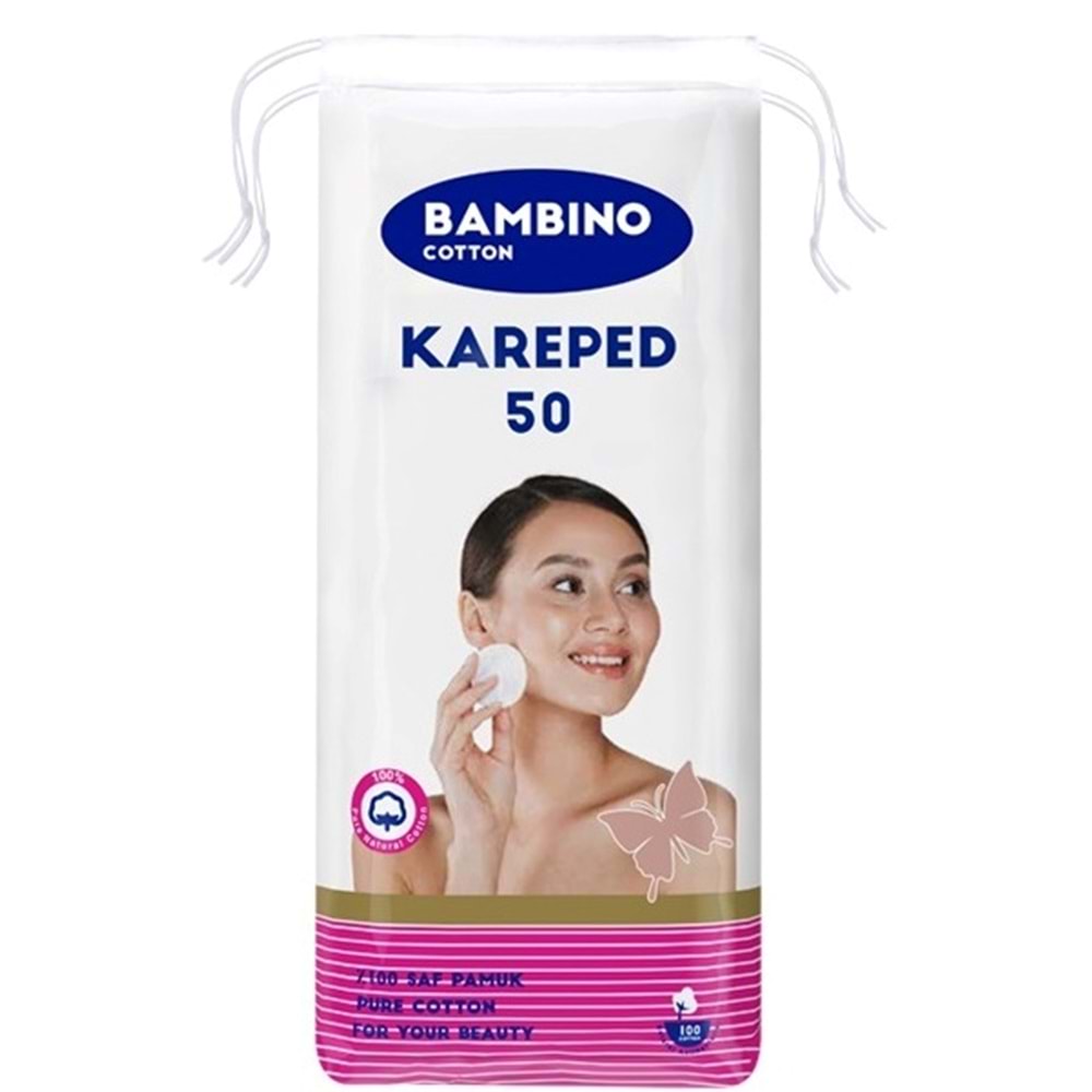 Bambino Cotton Kare Makyaj ve Bebek Temizleme Pamuğu 1800 Adet (Kare En-Boy 7CM) (36PK*50)