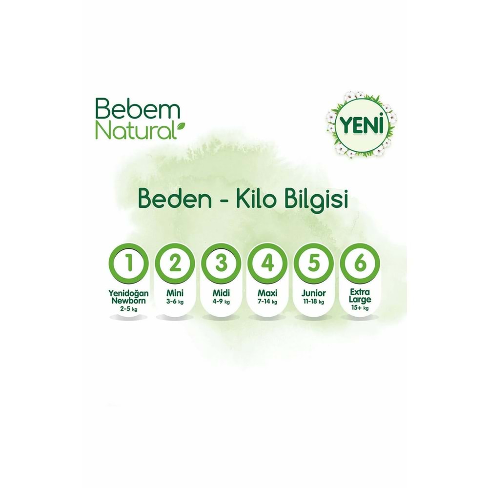 Bebem Bebek Bezi Natural 5 Beden 11-18 KG Junior 400 Adet MeGa Ultra Fırsat Pk