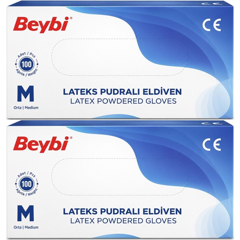 Beybi Lateks Pudralı Muayene Eldiveni M - Medium - Orta 200 Lü Set