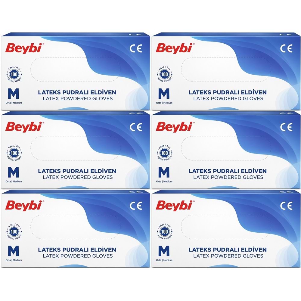 Beybi Lateks Pudralı Muayene Eldiveni M - Medium - Orta 600 Lü Set