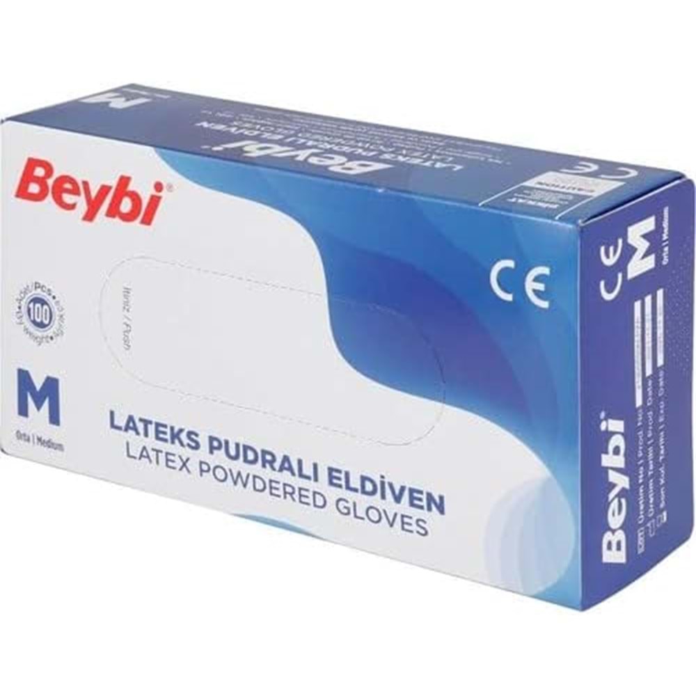Beybi Lateks Pudralı Muayene Eldiveni M - Medium - Orta 600 Lü Set