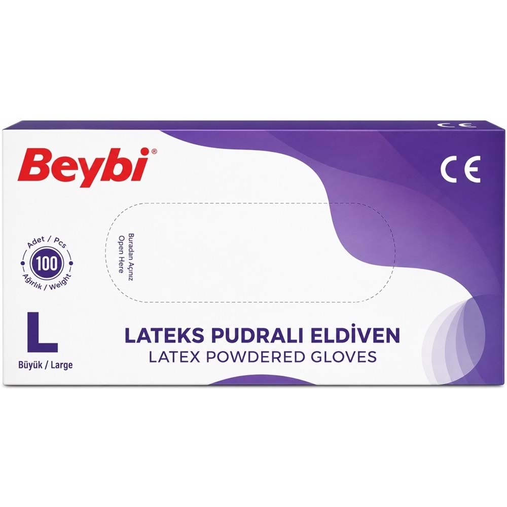 Beybi Lateks Pudralı Muayene Eldiveni M - Medium - Orta / L - Large - Büyük Karma 800 Lü Set