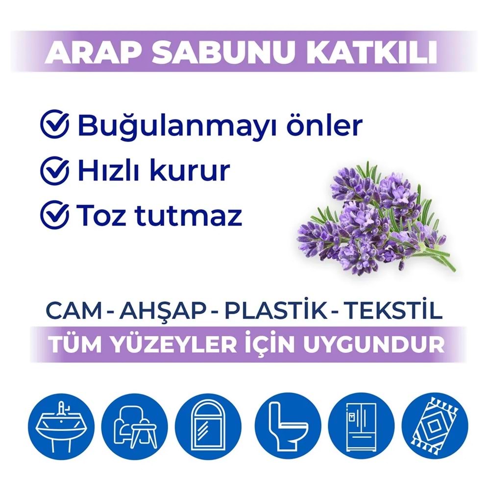 Bingo Clean Yüzey Temizlik Havlusu 96 Yaprak Lavanta Kokulu Plastik Kapaklı (5 Li Set) 480 Yaprak