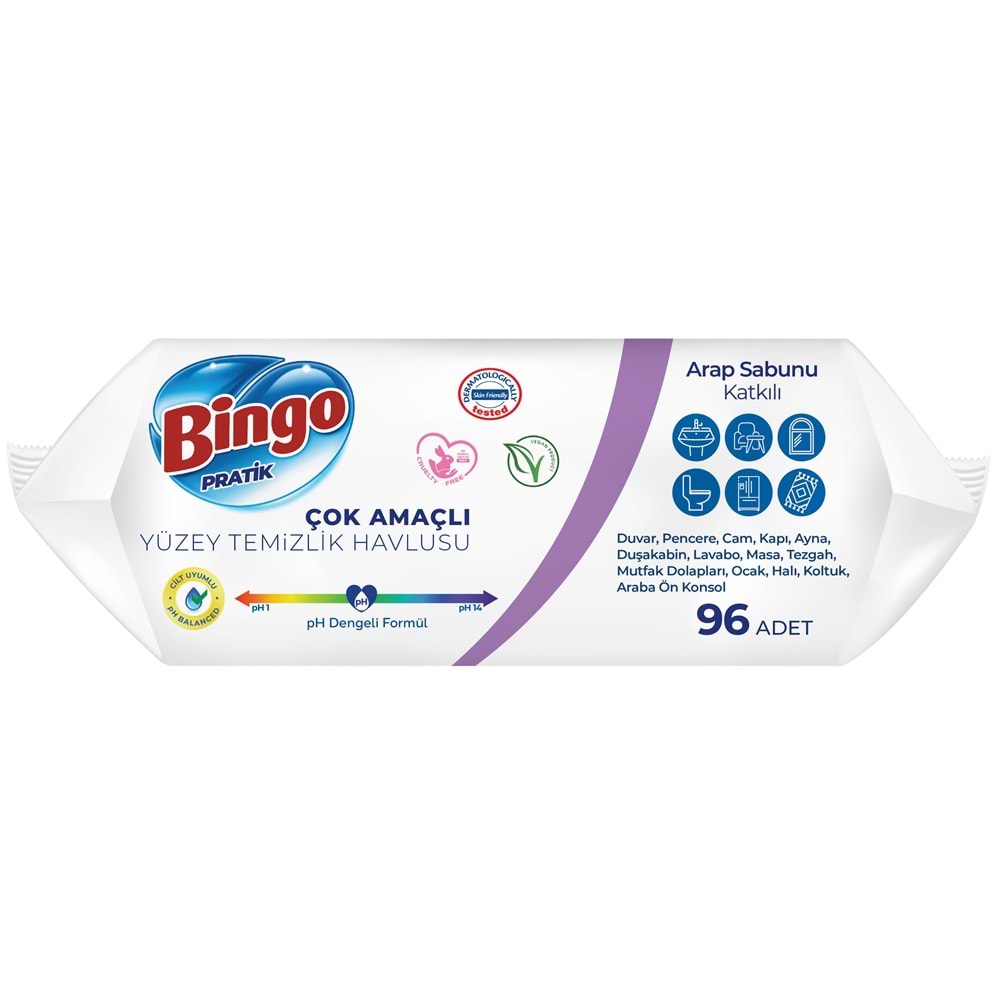 Bingo Clean Yüzey Temizlik Havlusu (Karma 9 Lu Set) (Beyaz Sabun/Limon Kokulu/Lavanta Kokulu)