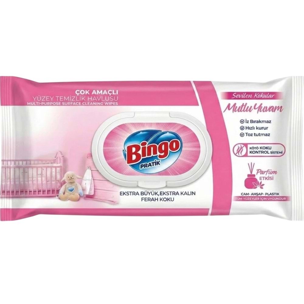 Bingo Clean Yüzey Temizlik Havlusu 96 Yaprak Sevilen Kokular Mutlu Yuvam (6 Lı Set) 576 Yaprak