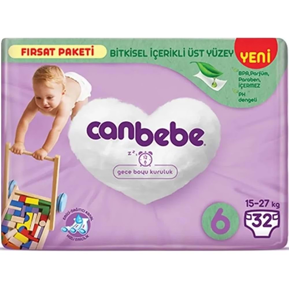 Canbebe Bebek Bezi 6 Beden 15-27 KG Extra Large 256 Adet Dev Ekonomik Fırsat Pk