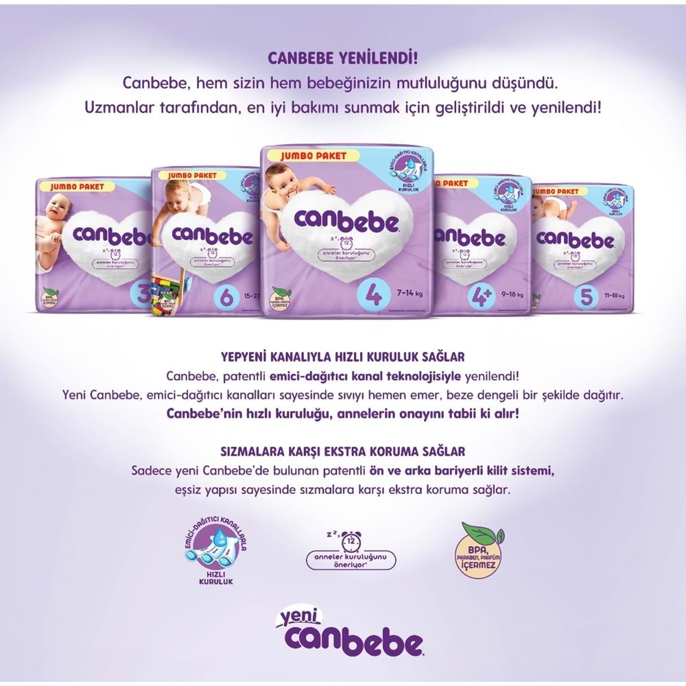 Canbebe Bebek Bezi 6 Beden 15-27 KG Extra Large 256 Adet Dev Ekonomik Fırsat Pk