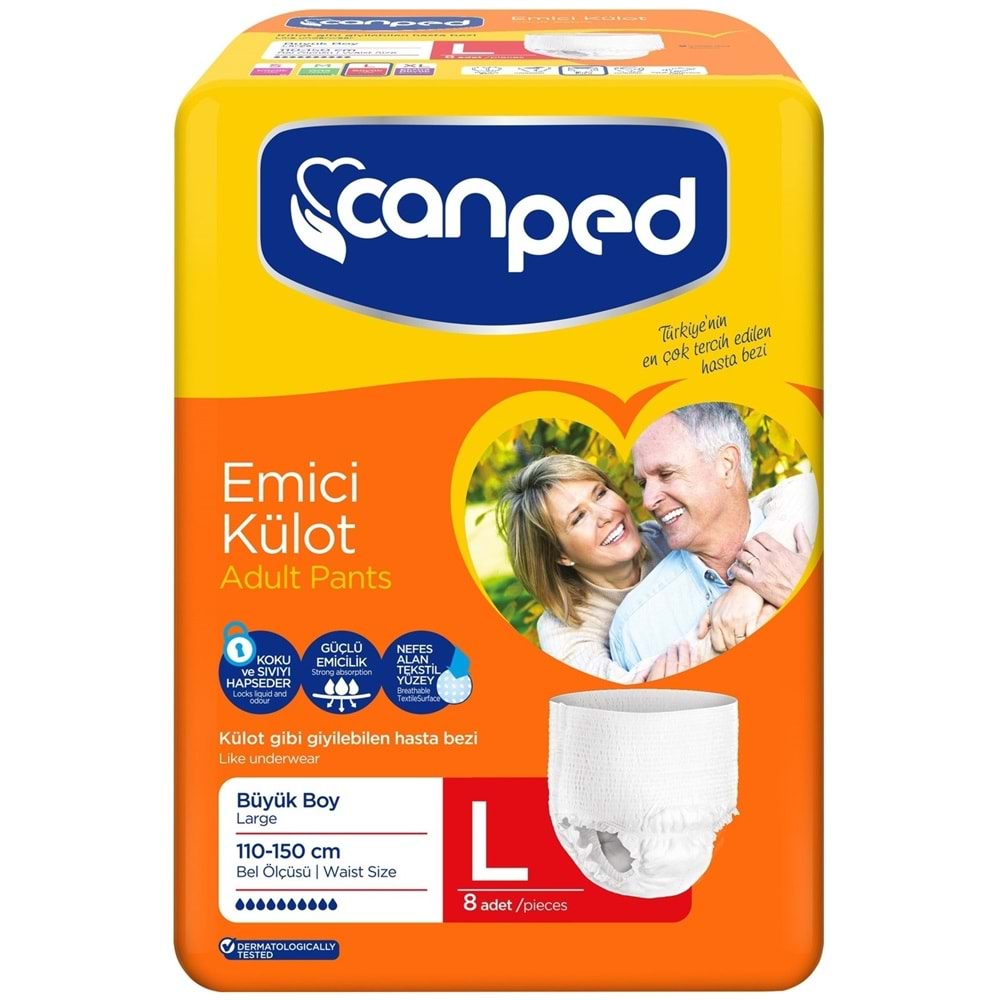 Canped Emici Külot Yetişkin Bezi Büyük-Large 128 Adet (16Pk*8)