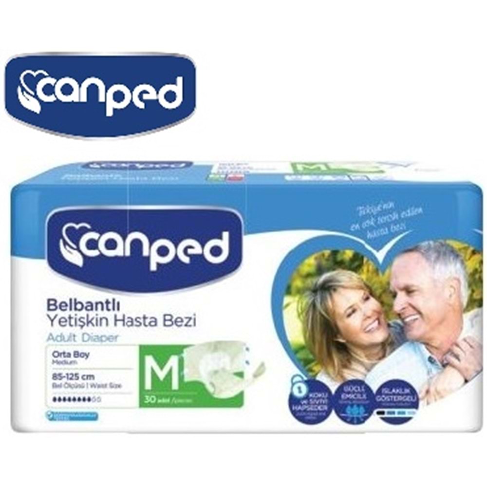 Canped Yetişkin Bezi Bel Bantlı Polietilen M - Orta - Medium 60 Adet
