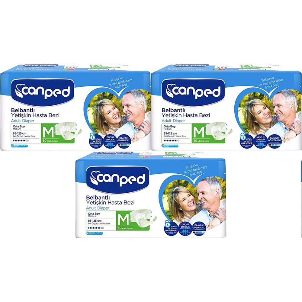 Canped Yetişkin Bezi Bel Bantlı Polietilen M - Orta - Medium 90 Adet