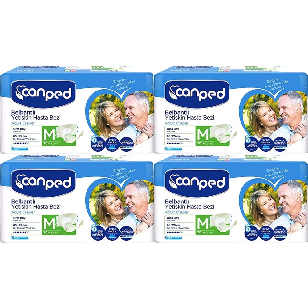 Canped Yetişkin Bezi Bel Bantlı Polietilen M - Orta - Medium 120 Adet