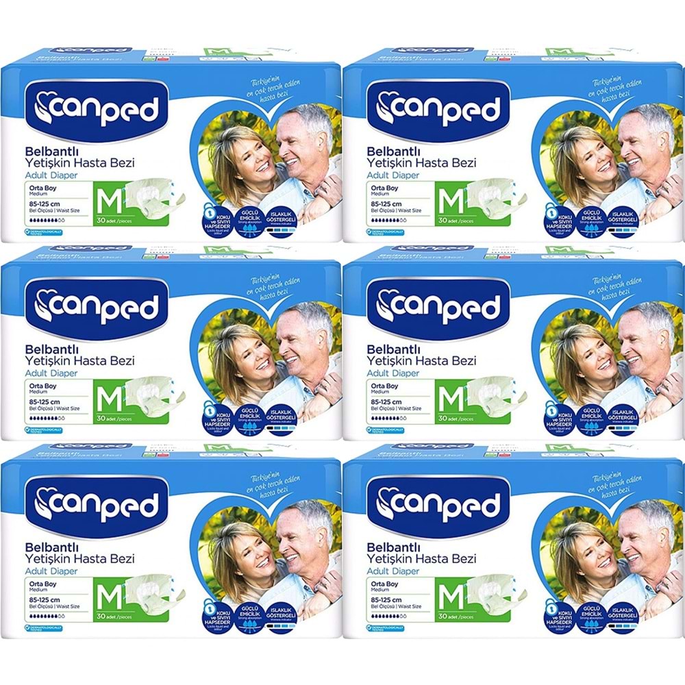 Canped Yetişkin Bezi Bel Bantlı Polietilen M - Orta - Medium 180 Adet