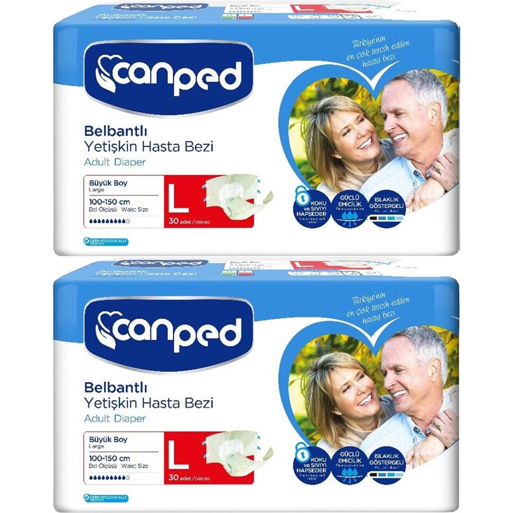 Canped Yetişkin Bezi Bel Bantlı Polietilen L - Büyük - Large 60 Adet