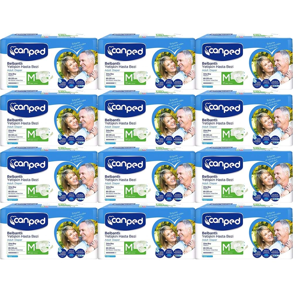 Canped Yetişkin Bezi Bel Bantlı Polietilen M - Orta - Medium 360 Adet