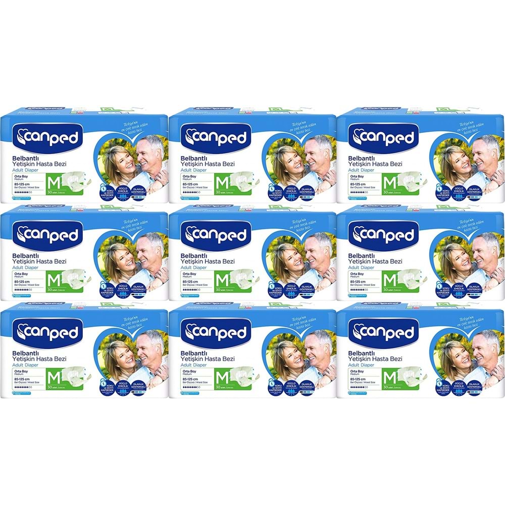Canped Yetişkin Bezi Bel Bantlı Polietilen M - Orta - Medium 270 Adet