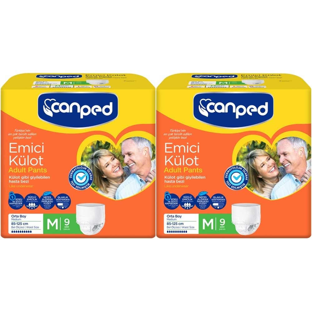 Canped Emici Külot Yetişkin Bezi M - Orta 18 Adet (2PK*9)