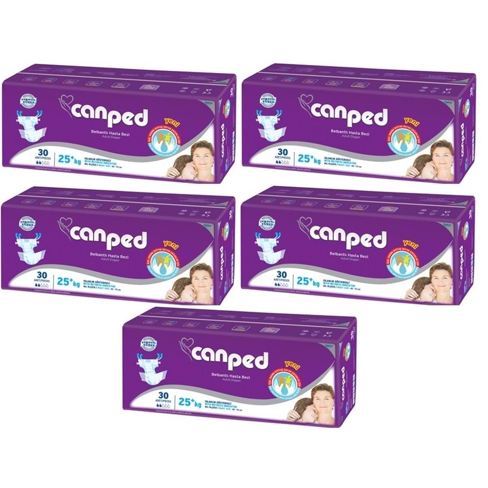 Canped Çoçuklar İçin Yetişkin Bezi Bel Bantlı Tekstil Yüzey XS - Extra Küçük - 150 Adet