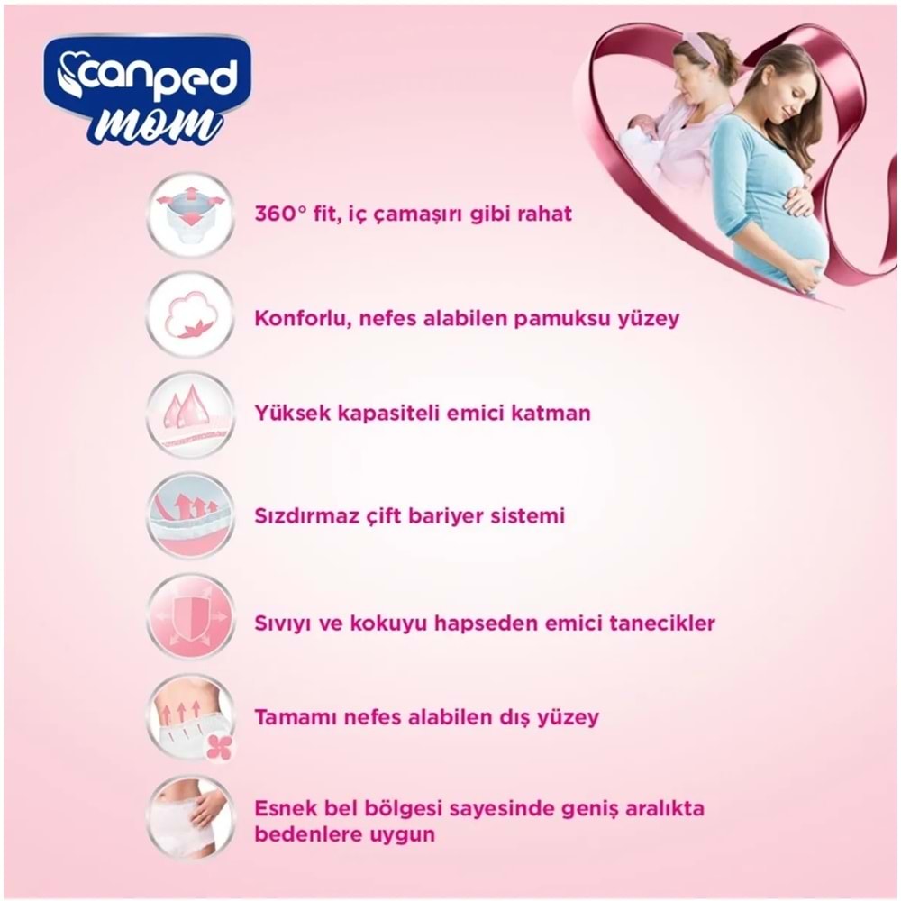 Canped Mom Lohusa Külodu - Külot Bez S - Small - Küçük / M - Medium - Orta 120 Adet (12PK*10)