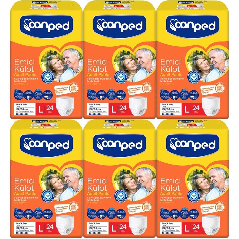 Canped Emici Külot Yetişkin Bezi L - Büyük - Large 144 Adet (6PK*24)