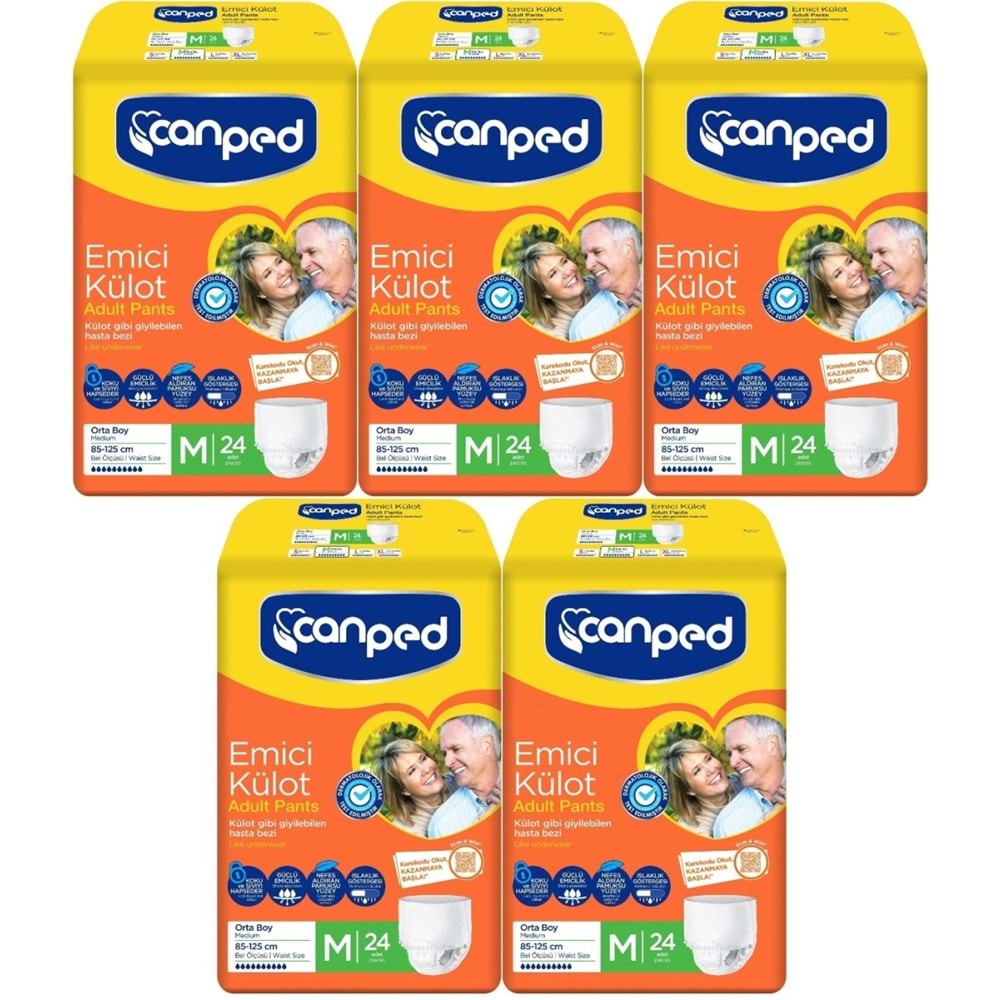 Canped Emici Külot Yetişkin Bezi M - Orta - Medium 120 Adet (5PK*24)