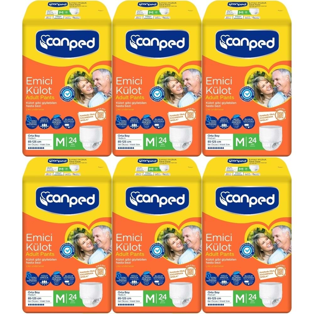Canped Emici Külot Yetişkin Bezi M - Orta - Medium 144 Adet (6PK*24)