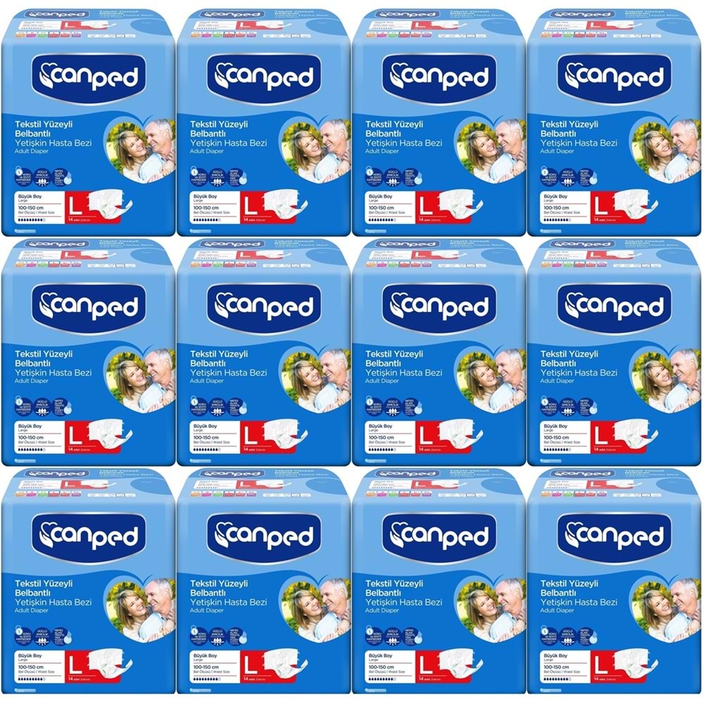 Canped Yetişkin Bezi Bel Bantlı Tekstil Yüzey L - Büyük - Large 168 Adet
